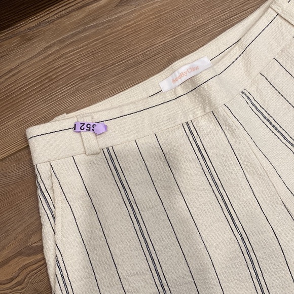 SeeBy Chloe white black 100%Cotton wide leg pants Size 42 (US 12) - Picture 3 of 7